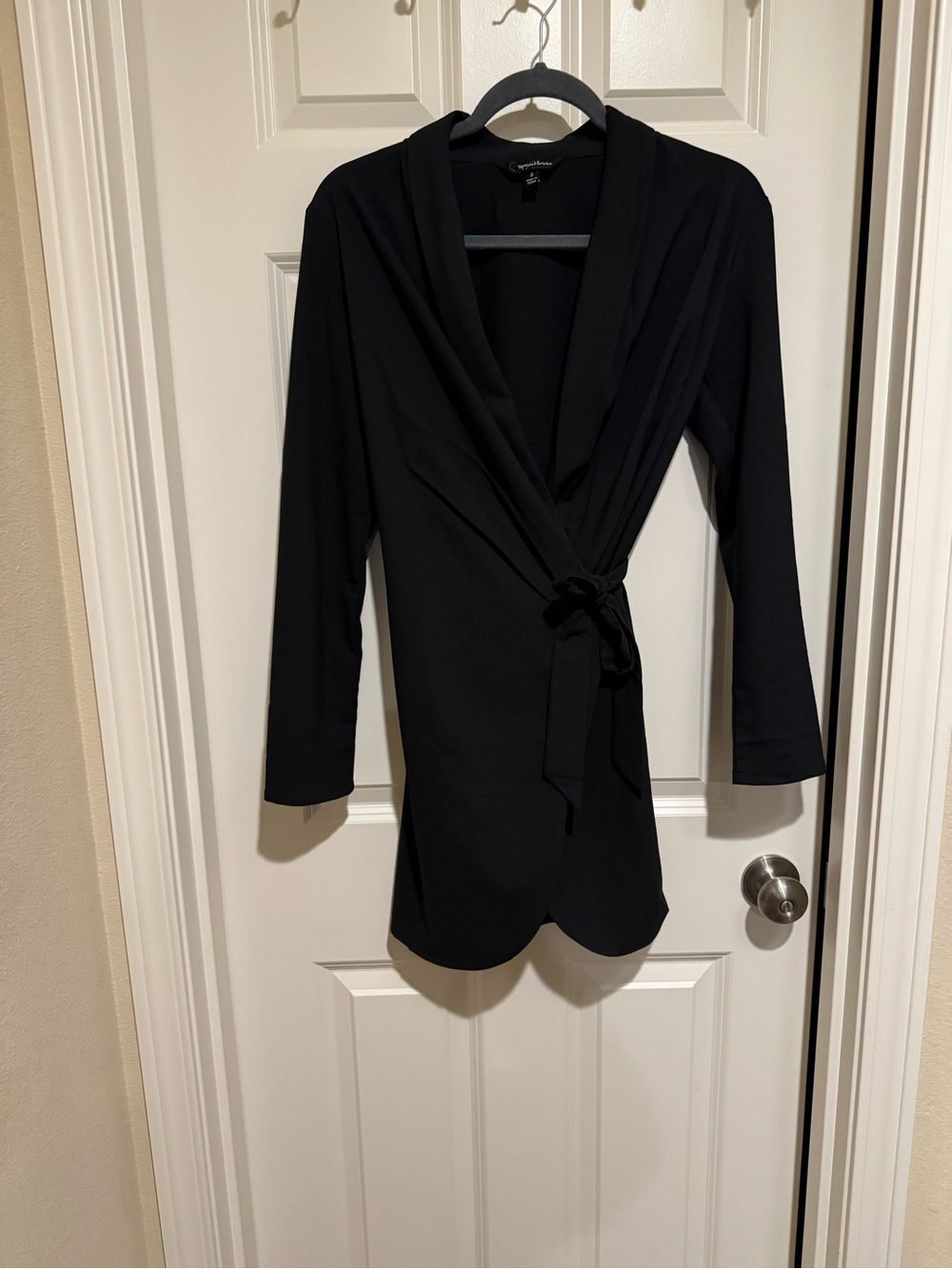 Speechless Black Wrap Mini Dress